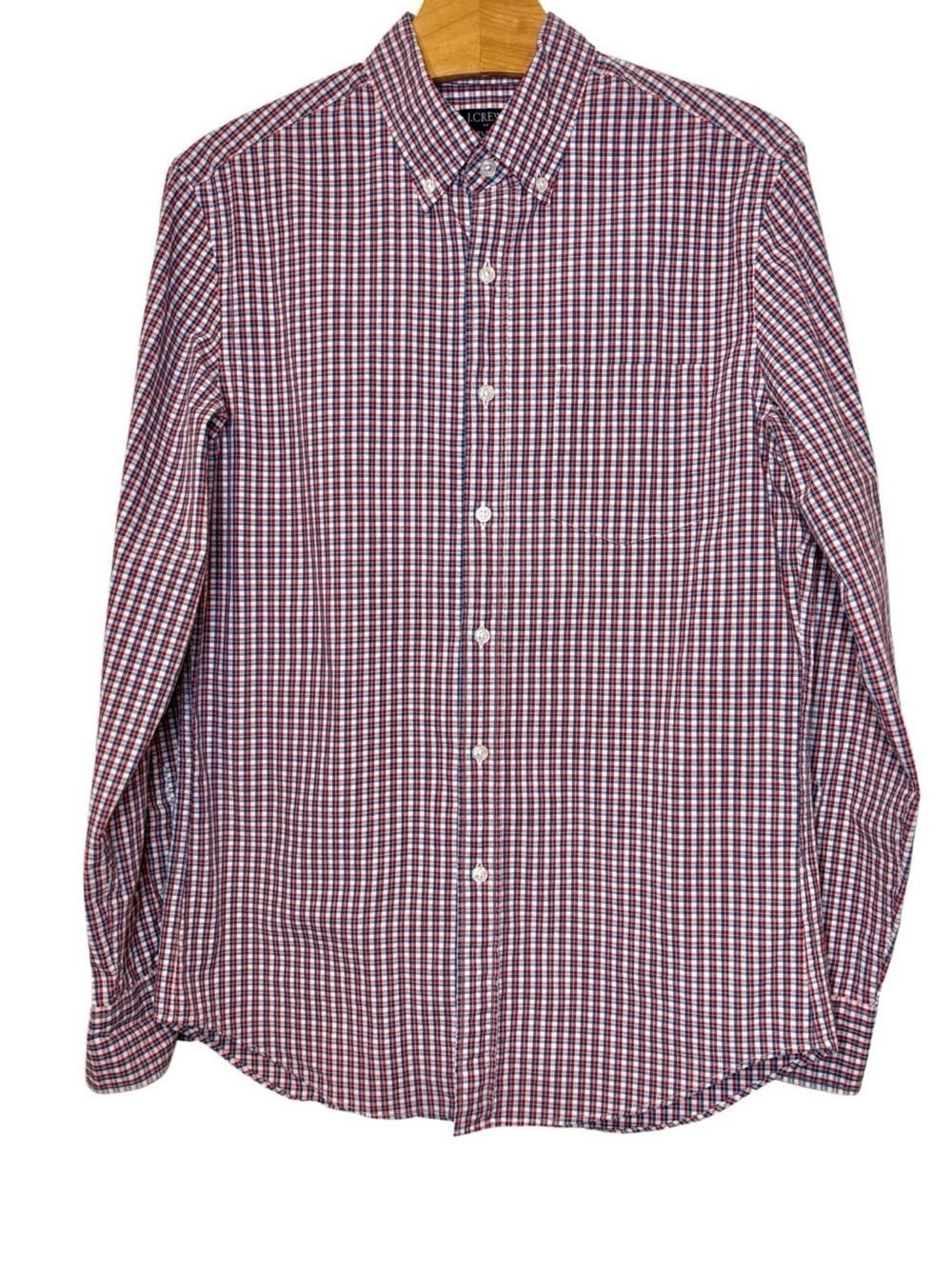 J.Crew Plaid Button Down Shirt Flex Washed Small Red White Blue